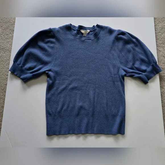 Terra & Sky Ribbed Knit Puff Sleeve Sweaters in Blue and Fuscia 1X 16W-18W - Picture 3 of 4